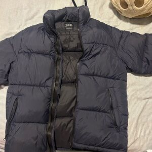 Zara Men's Dark Navy Puffer Jacket